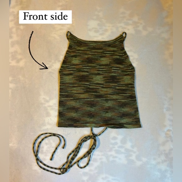 Princess Polly Green Marble Knit Knitted Tie Back Lace Up Fairy Y2K 90’s Top - Picture 4 of 5